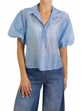 Camicia tinta unita con manica palloncino